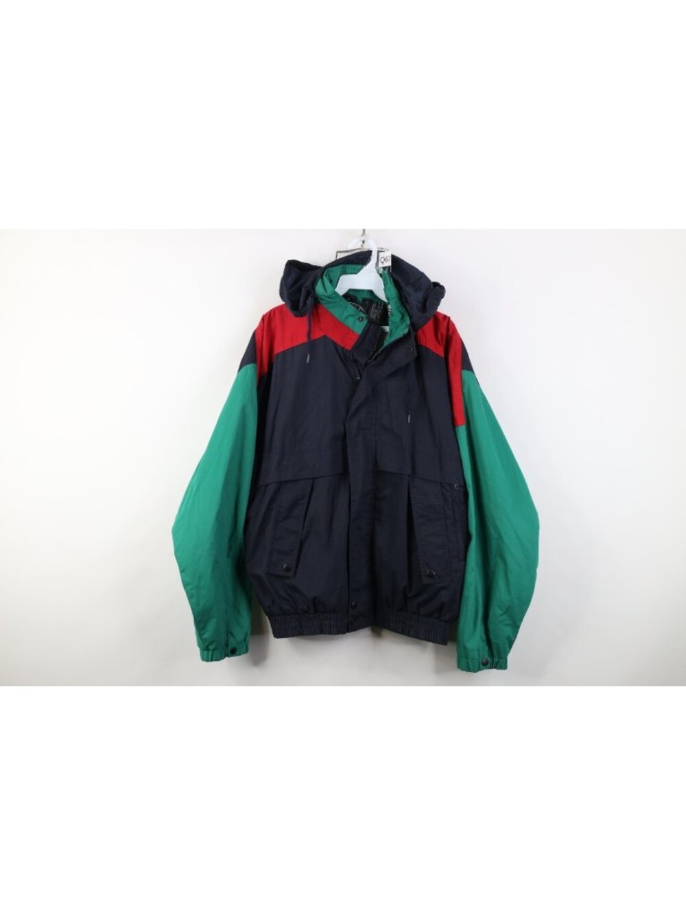 Vintage 90s Streetwear Mens Medium Faded Color Block Hooded Windbreaker Jacket